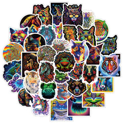 60pcs Hallowmas Psychedelic Animals Aesthetics Funny Cartoon Waterproof Stickers