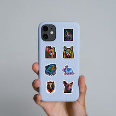 60pcs Hallowmas Psychedelic Animals Aesthetics Funny Cartoon Waterproof Stickers