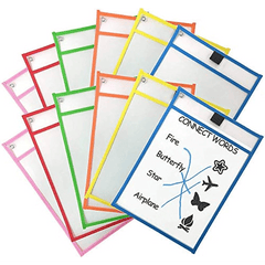12pcs Reusable Dry Erase Pockets Write Erase Bag - Office Teaching Supplies
