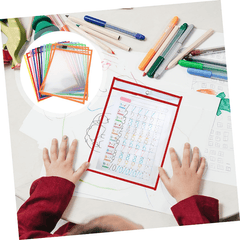 12pcs Reusable Dry Erase Pockets Write Erase Bag - Office Teaching Supplies