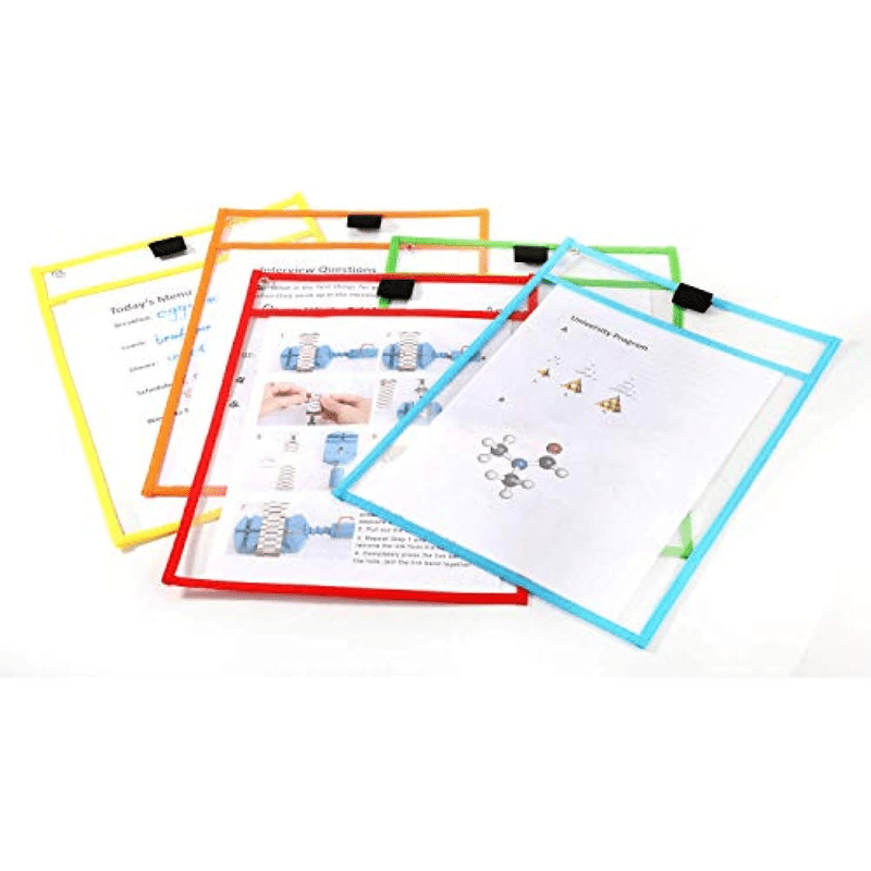 12pcs Reusable Dry Erase Pockets Write Erase Bag - Office Teaching Supplies