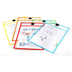 12pcs Reusable Dry Erase Pockets Write Erase Bag - Office Teaching Supplies