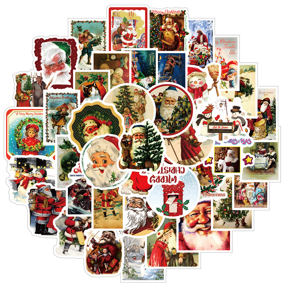 60pcs Christmas Retro Love Doodle Waterproof Stickers Pack for Adults Teen Girl