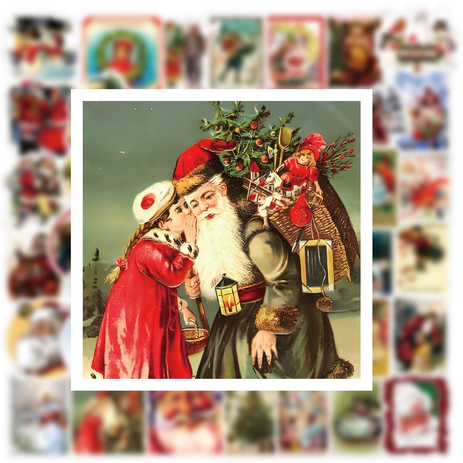 60pcs Christmas Retro Love Doodle Waterproof Stickers Pack for Adults Teen Girl