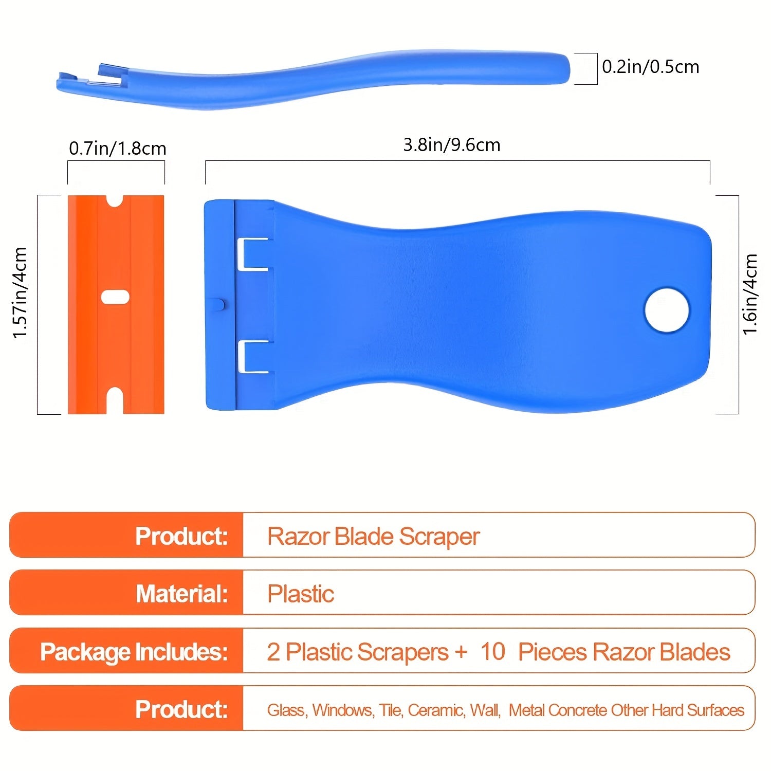 Plastic Razor Blades Scraper Tool Paint Remover 30pcs Kit 10 PCS Blades