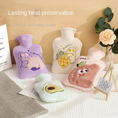 Cute Plush Embroidery Hot Water Bag - Portable Hand Warmer for Girls