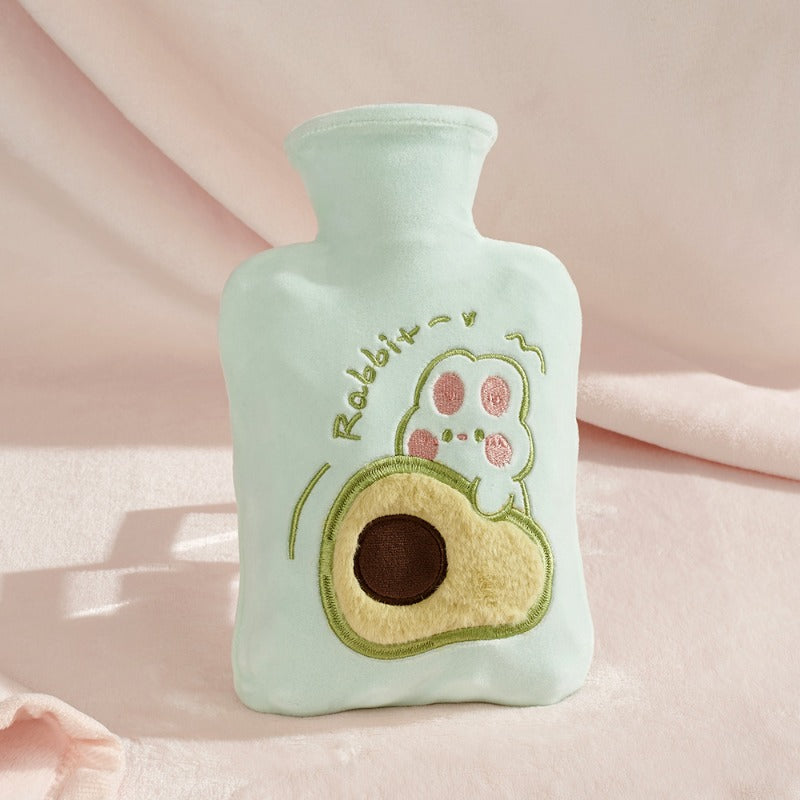 Cute Plush Embroidery Hot Water Bag - Portable Hand Warmer for Girls