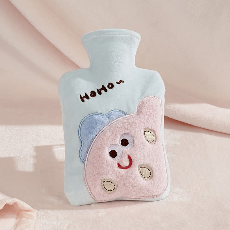 Cute Plush Embroidery Hot Water Bag - Portable Hand Warmer for Girls