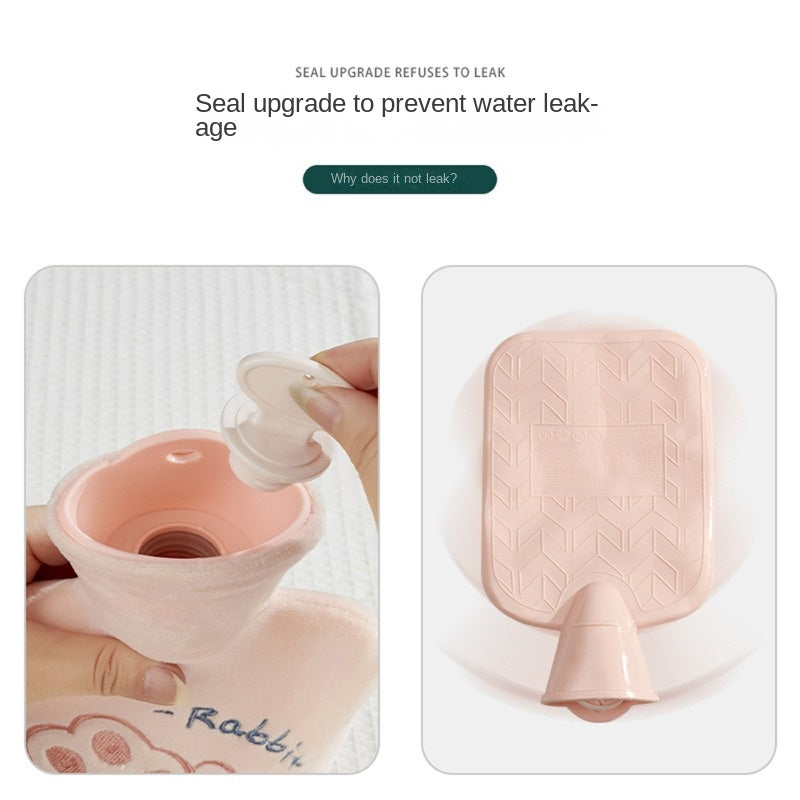 Cute Plush Embroidery Hot Water Bag - Portable Hand Warmer for Girls
