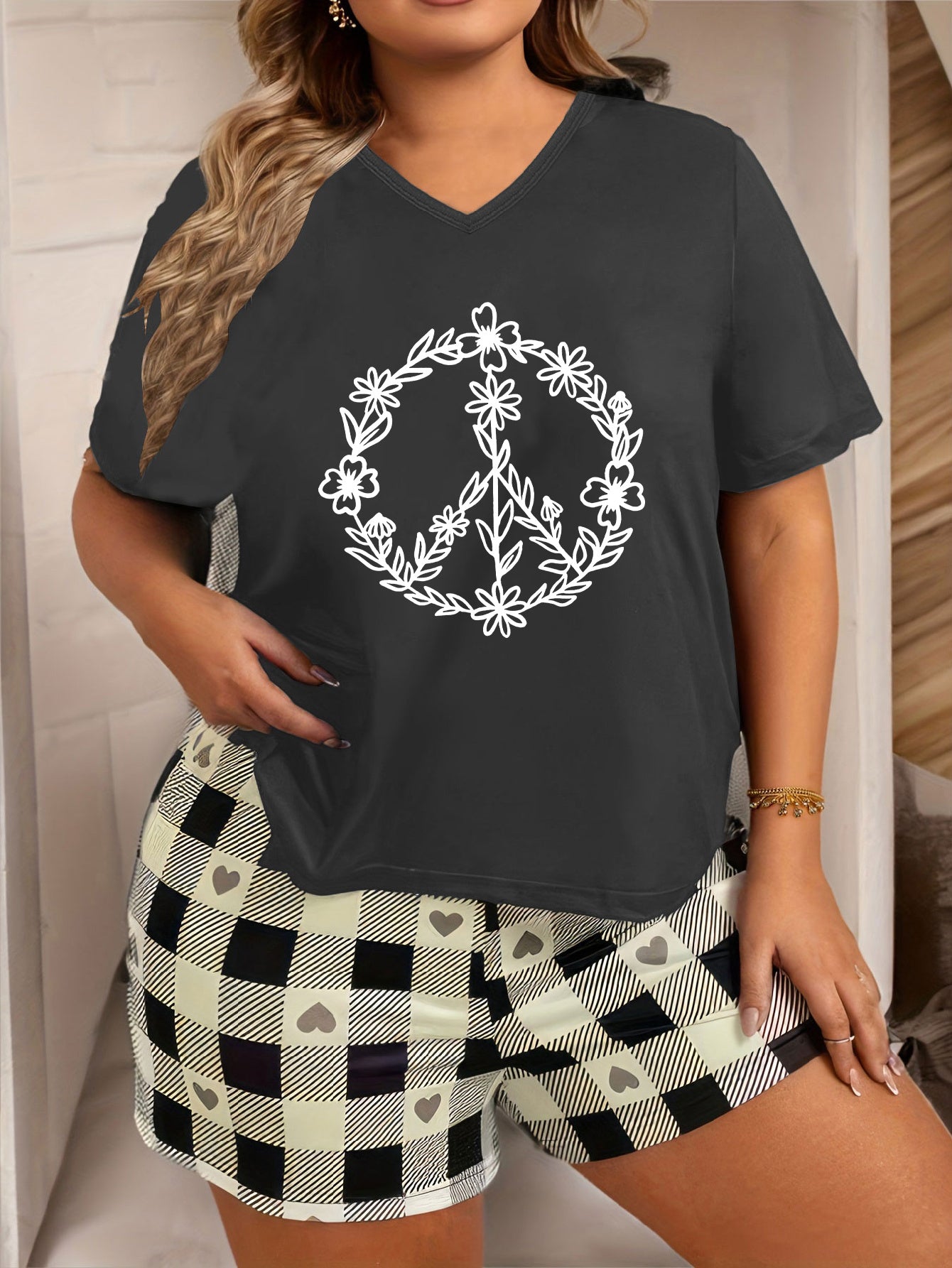 Floral Print V Neck Lounge Top