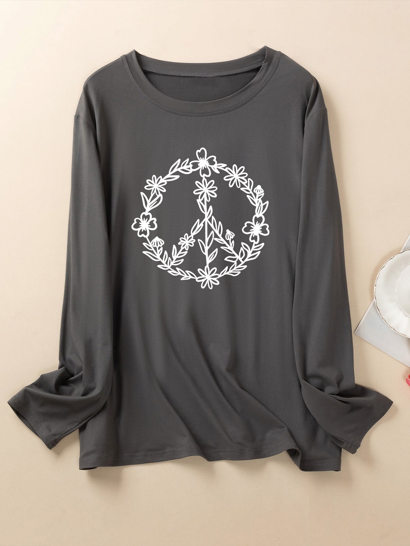 Floral Print Long Sleeve Crew Neck Lounge Top