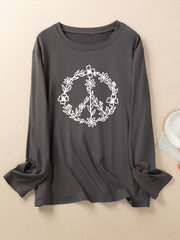 Floral Print Long Sleeve Crew Neck Lounge Top