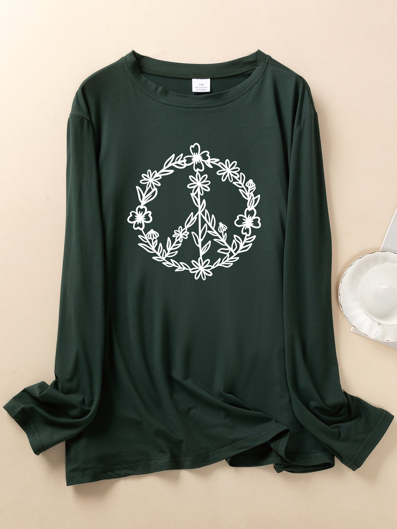 Floral Print Long Sleeve Crew Neck Lounge Top