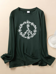 Floral Print Long Sleeve Crew Neck Lounge Top