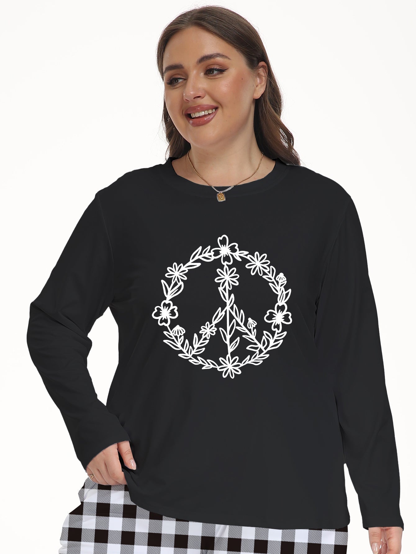 Floral Print Long Sleeve Crew Neck Lounge Top