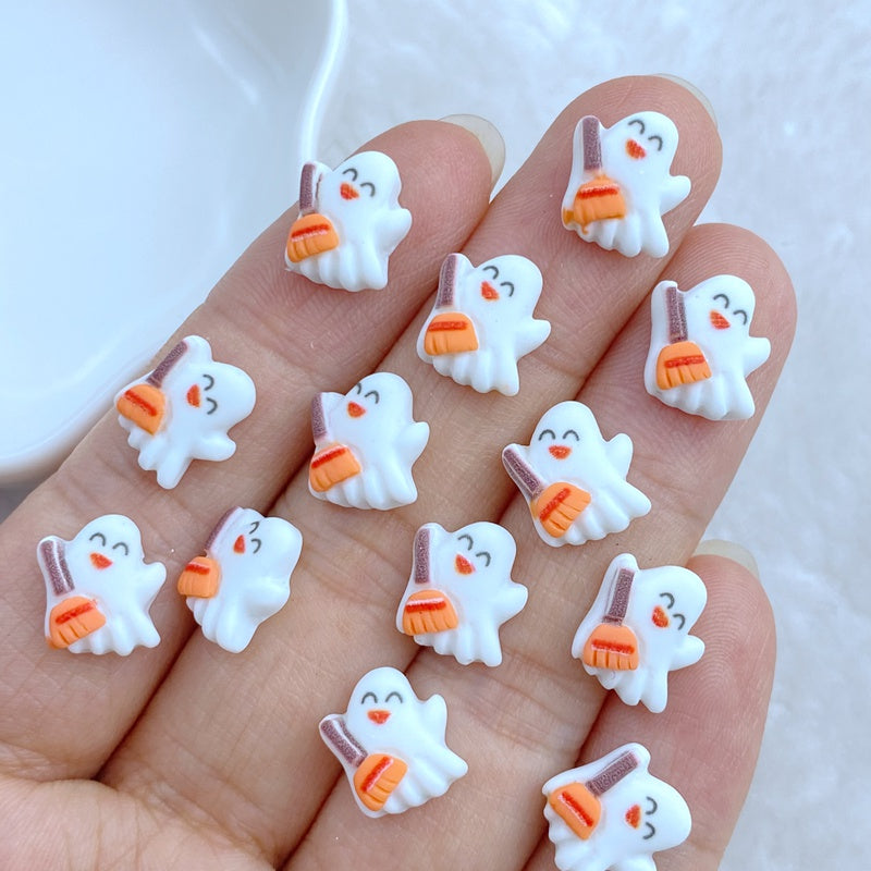 Mini Halloween Ghost Resin Ornament Jewelry Making Accessories