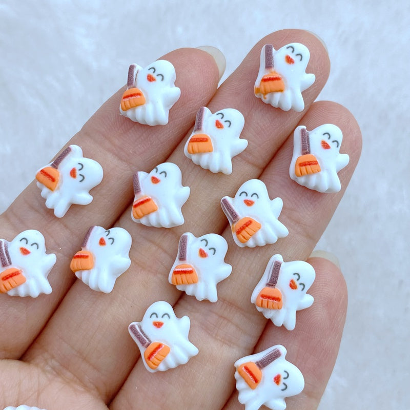 Mini Halloween Ghost Resin Ornament Jewelry Making Accessories