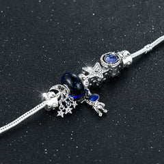 Astronaut Earth Bracelet Silvery Plated Tassel Moon Star Bead