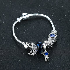 Astronaut Earth Bracelet Silvery Plated Tassel Moon Star Bead