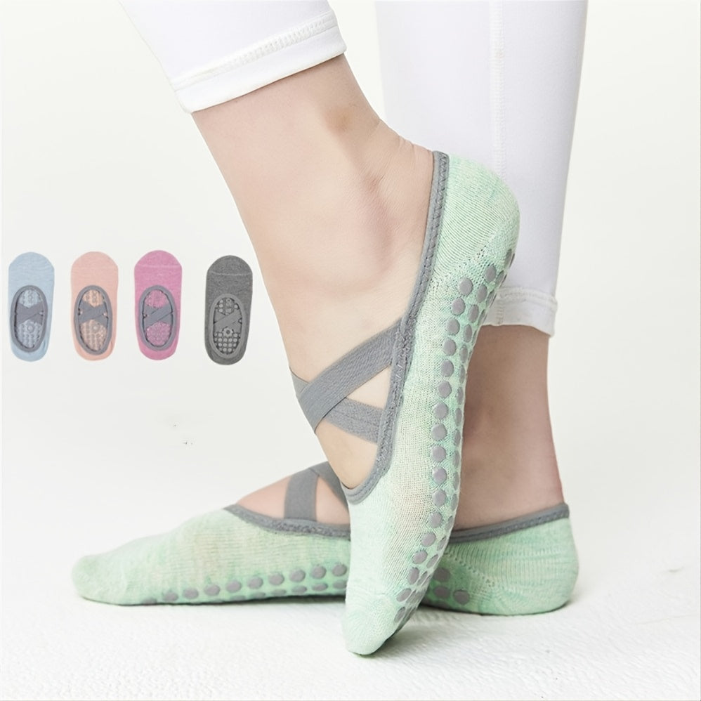 Cross Strap Yoga Socks Non-slip Sports Socks for Pilates Barre Ballet