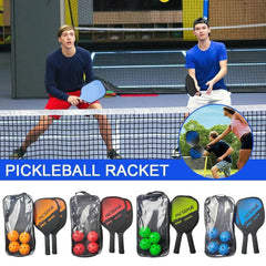 Pickleball Paddle Set with Storage Bag 2pcs Rackets 4 Balls Outdoor Sports