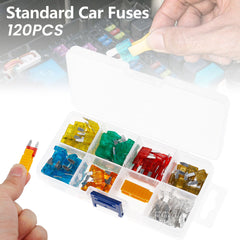 120pcs Car Micro Blade Fuse Kit 1pc Extractor Standard Replacement 5-30A