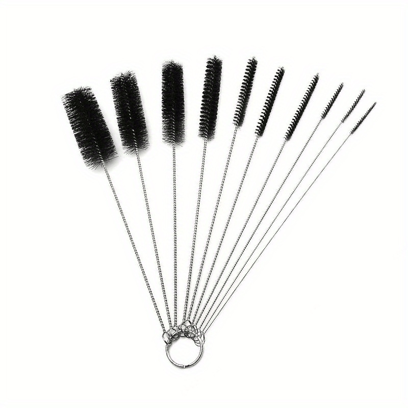 10pcs Stainless Steel Bottle Brushes - Ideal for Bottles & Straws