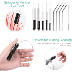 10pcs Stainless Steel Bottle Brushes - Ideal for Bottles & Straws