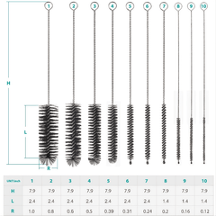 10pcs Stainless Steel Bottle Brushes - Ideal for Bottles & Straws