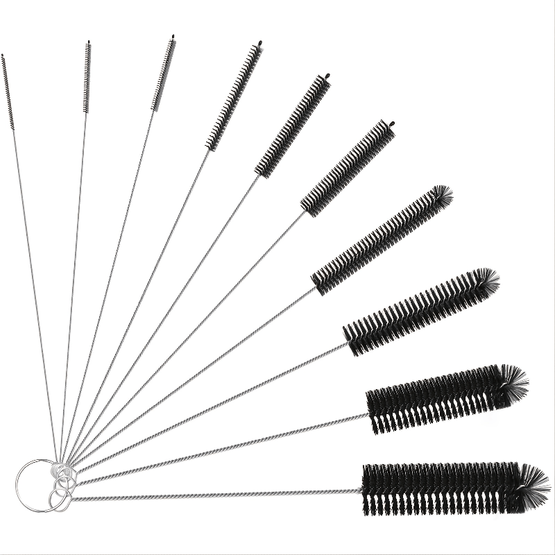10pcs Stainless Steel Bottle Brushes - Ideal for Bottles & Straws