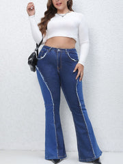 Colorblock High Rise Flared Leg Jeans