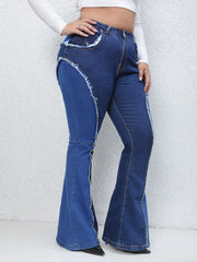 Colorblock High Rise Flared Leg Jeans
