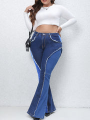 Colorblock High Rise Flared Leg Jeans