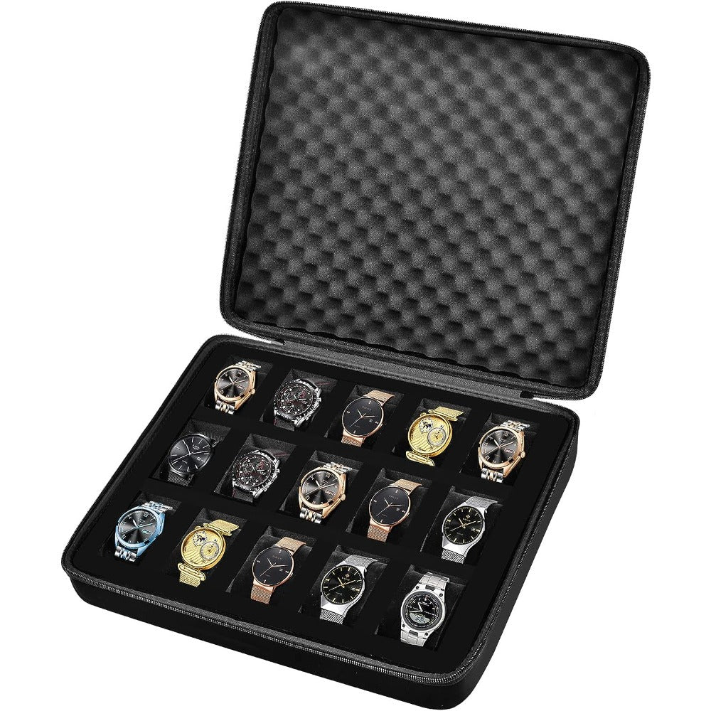 10 Slots Watch Box Organizer Men Watch Display Storage Case - Fits All Wristwatc