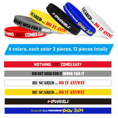 12 Pcs Motivational Quote Silicone Wristbands Inspirational Bracelets