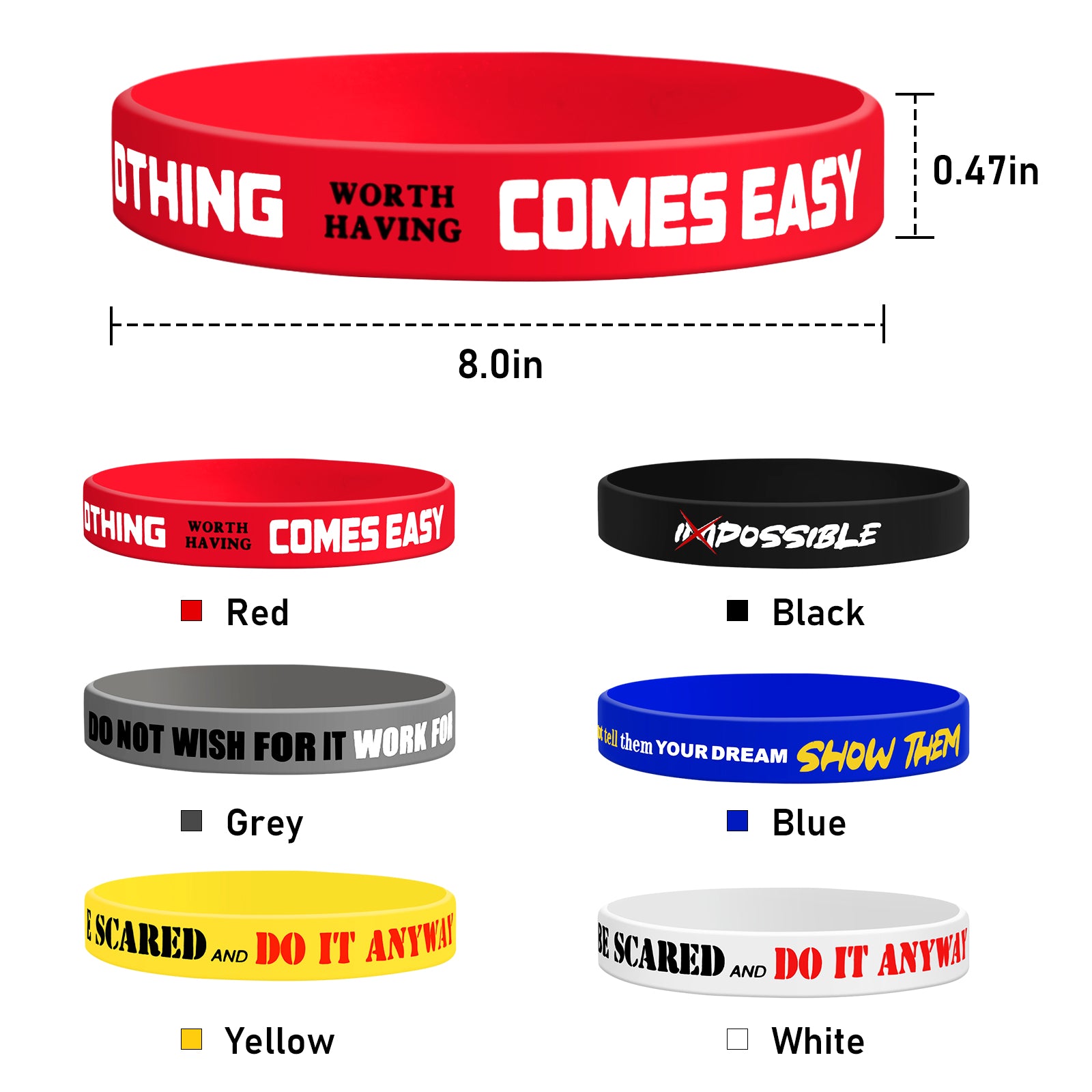 12 Pcs Motivational Quote Silicone Wristbands Inspirational Bracelets