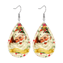 Santa Claus Faux Leather Earrings Christmas Gift