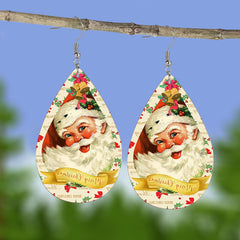 Santa Claus Faux Leather Earrings Christmas Gift