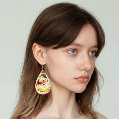 Santa Claus Faux Leather Earrings Christmas Gift