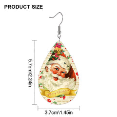 Santa Claus Faux Leather Earrings Christmas Gift