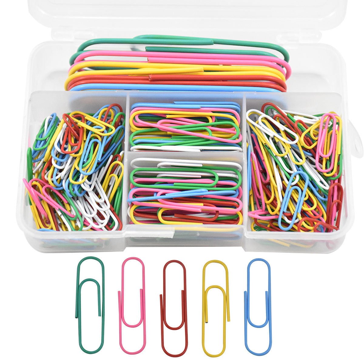 250pcs Coloured Paper Clips Set - Small & Large Clip 28mm 50mm 100mm