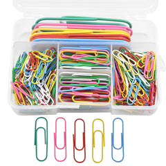250pcs Coloured Paper Clips Set - Small & Large Clip 28mm 50mm 100mm