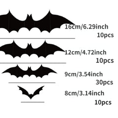 60pcs 3D PVC Bat Halloween Decor Scary Props for Wall Sticker Bar Room