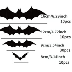 60pcs 3D PVC Bat Halloween Decor Scary Props for Wall Sticker Bar Room
