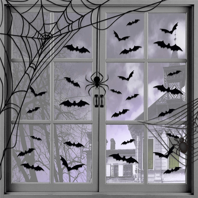 60pcs 3D PVC Bat Halloween Decor Scary Props for Wall Sticker Bar Room
