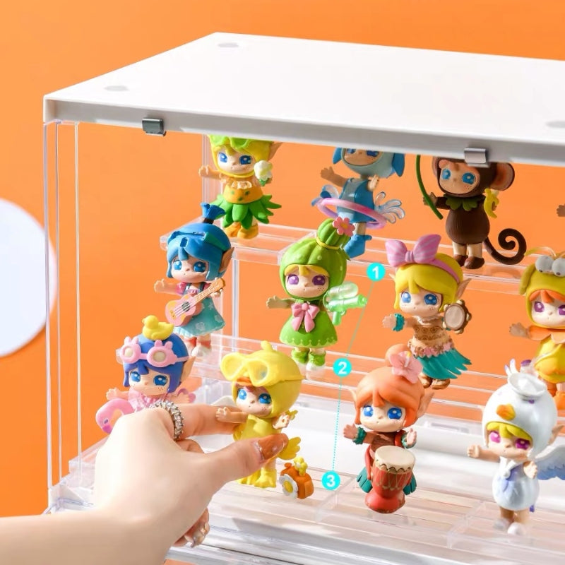 3 Stairs Acrylic Doll Display Case Transparent Storage Box