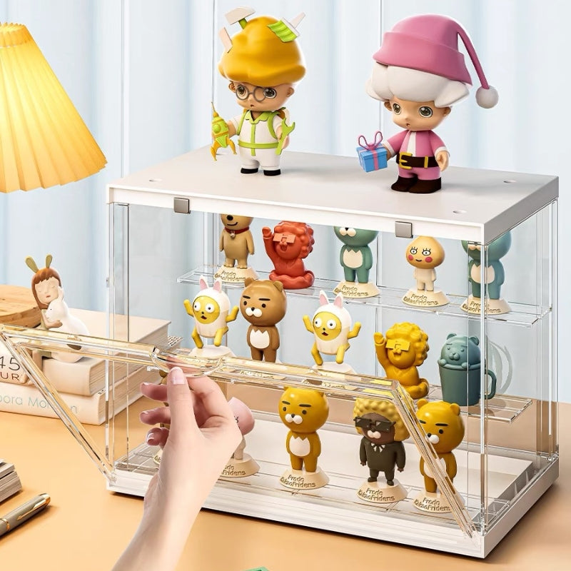 3 Stairs Acrylic Doll Display Case Transparent Storage Box