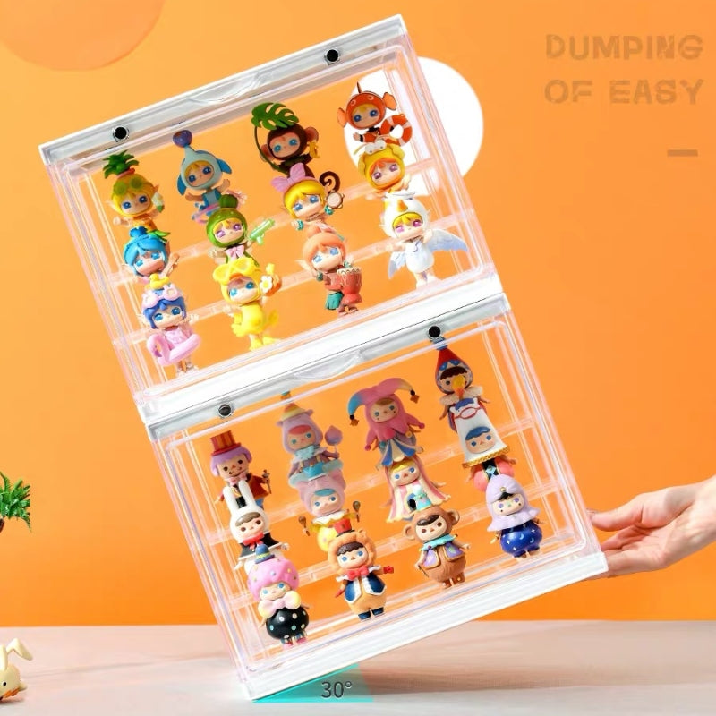 3 Stairs Acrylic Doll Display Case Transparent Storage Box