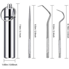 8pcs Stainless Steel Toothpicks Titanium Reusable Metal Dental Floss