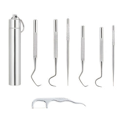 8pcs Stainless Steel Toothpicks Titanium Reusable Metal Dental Floss